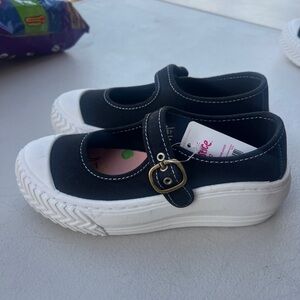 Justice Black Mary Jane Platform Sneakers with White Sole